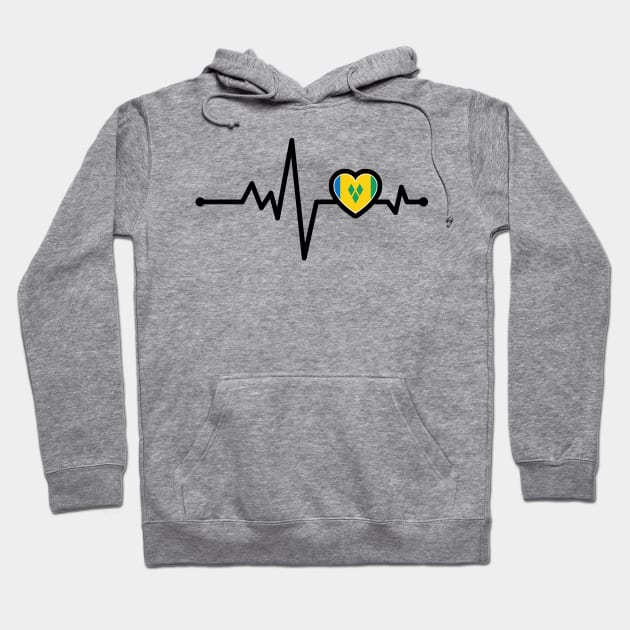 St Vincent and the Grenadines Heart Monitor Hoodie by IslandConcepts